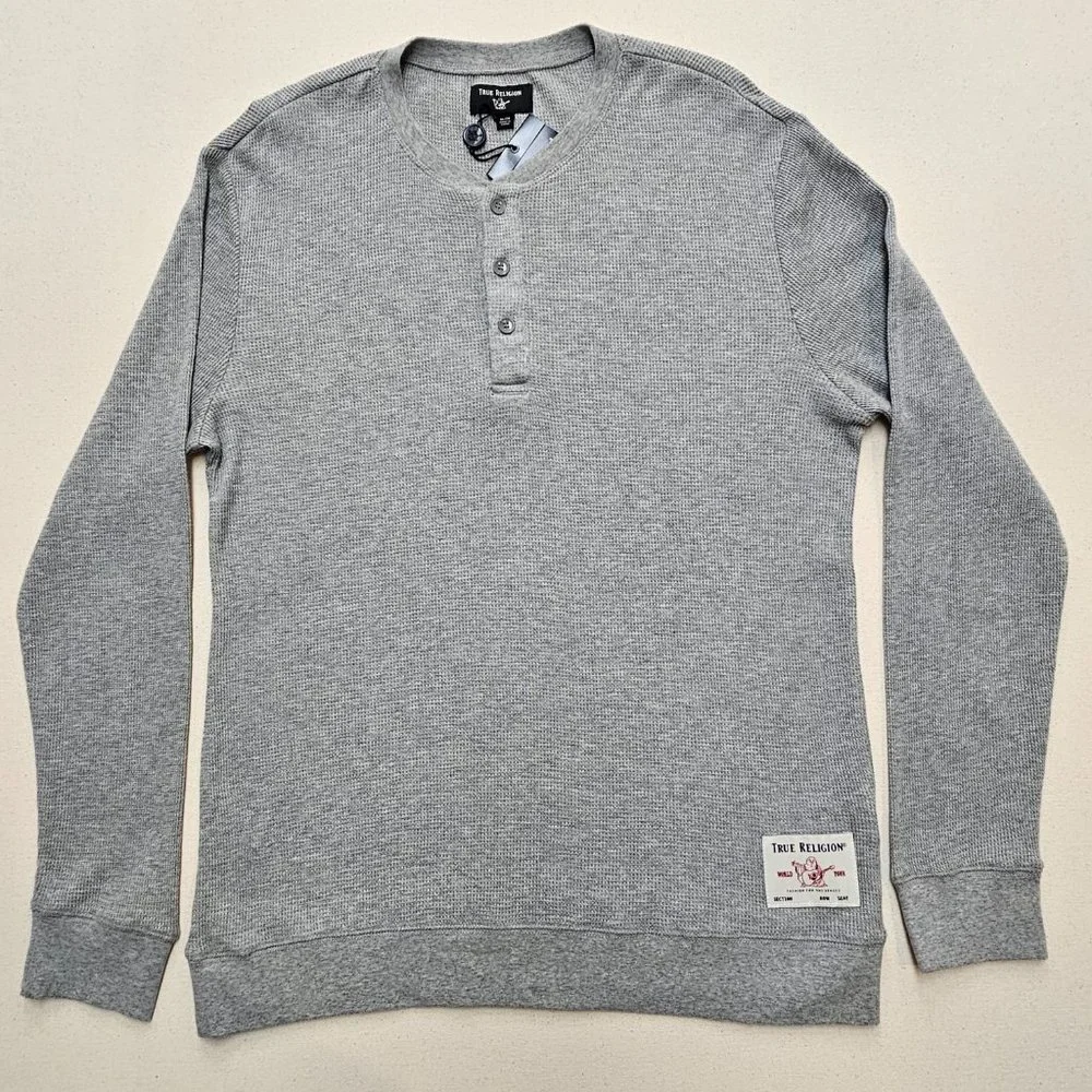 NWOT True Religion Waffle Knit Henley XL